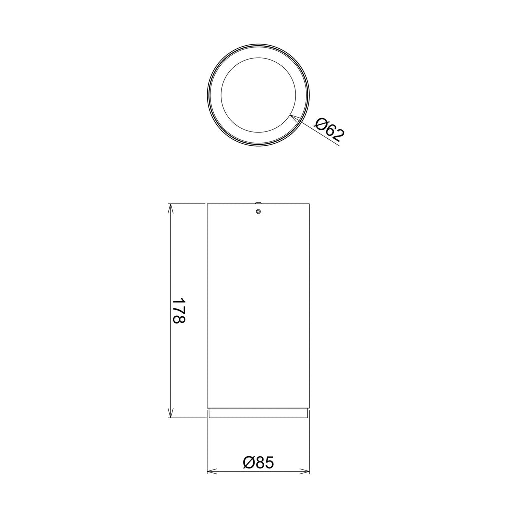 LED påbygget downlight Lucea svart dimbar 15W CCT Ø8,5 cm detalj