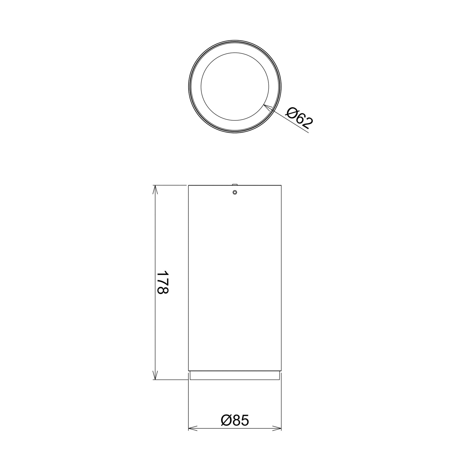 LED påbygget downlight Lucea svart dimbar 15W CCT Ø8,5 cm detalj