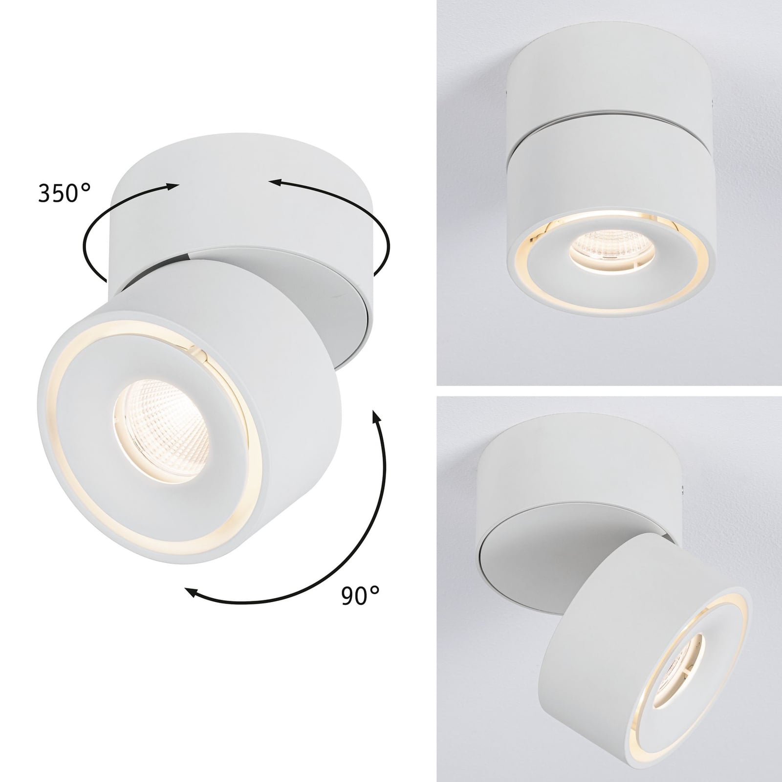 LED påbyggingsspot Spircle matt hvit aluminium Ø8 cm 8W forfra