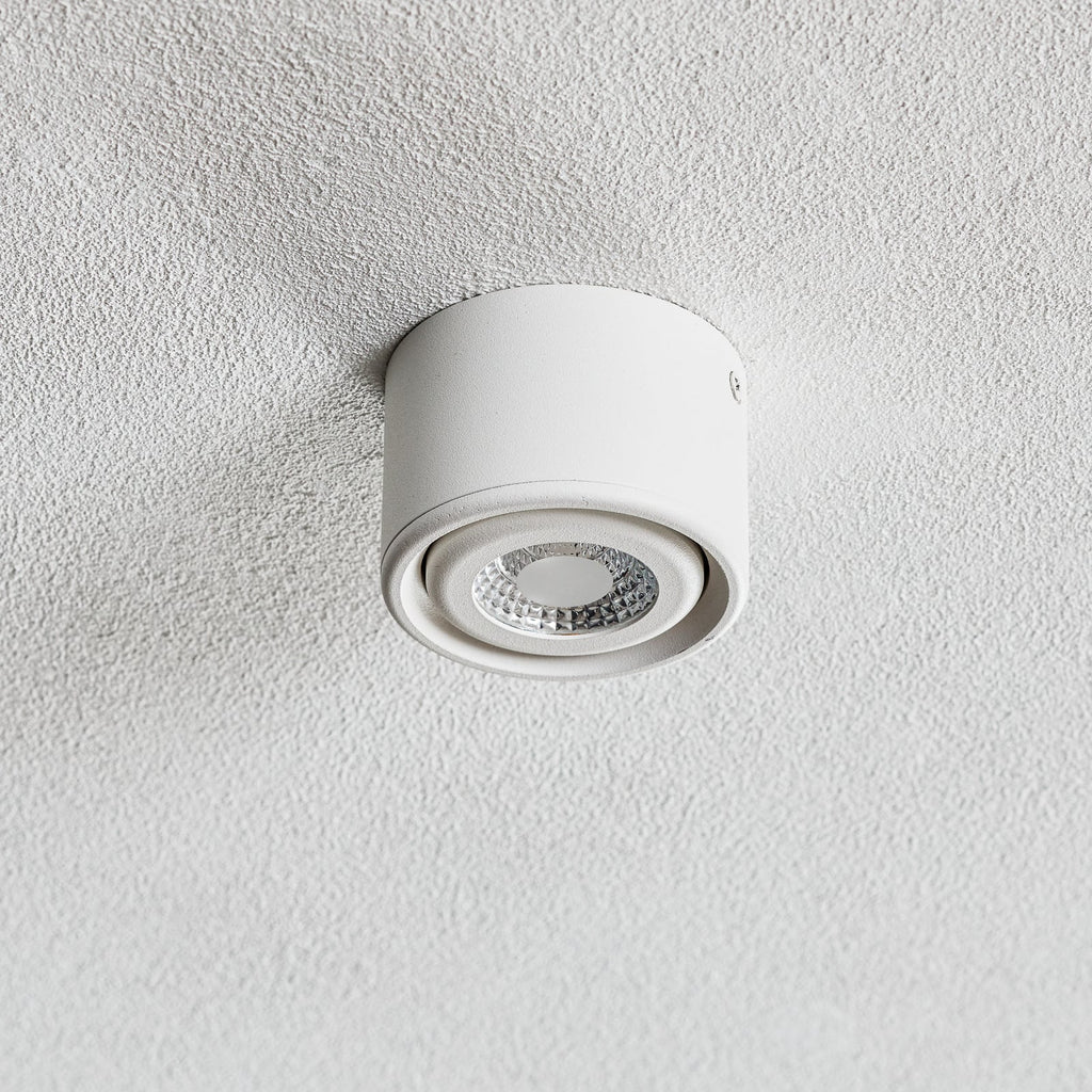 LED påbyggingsspot Anzio svingbar hvit aluminium Ø8 cm 6W bakside