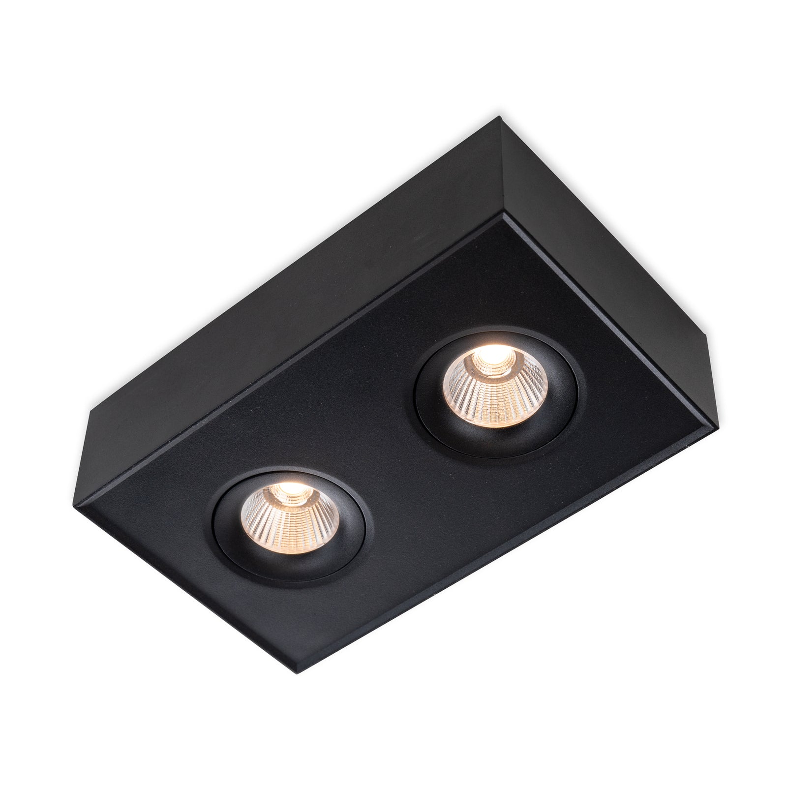 LED påbyggingsspot DL04 Surface X2 dimbar svart 2700K forfra