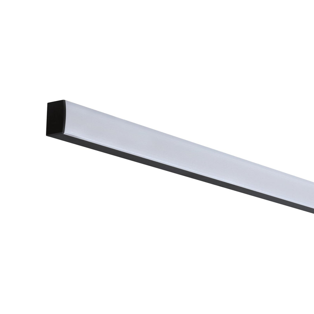 LED påbyggprofil Square svart med hvit diffusor 200 cm forfra