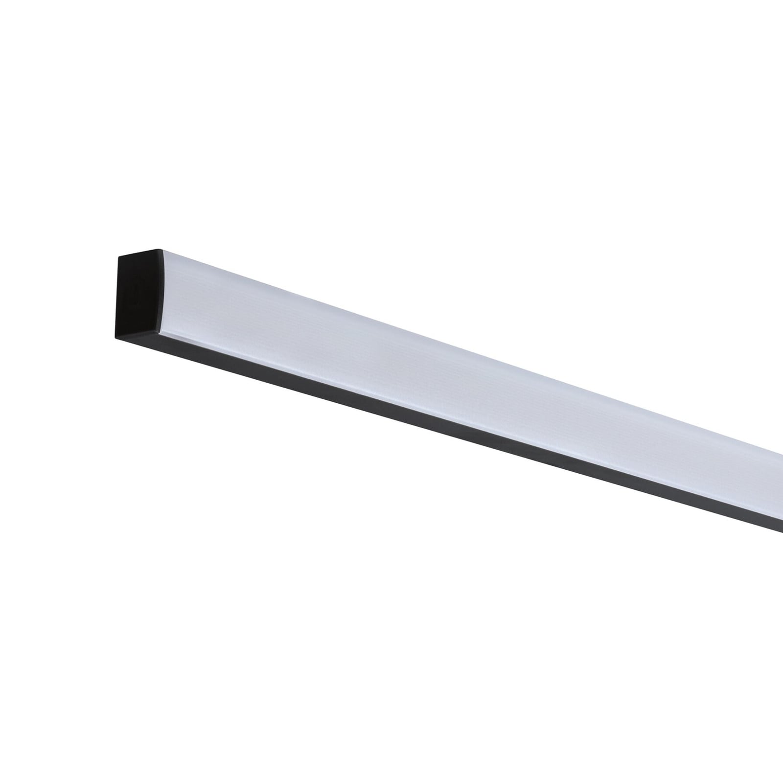LED påbyggprofil Square svart med hvit diffusor 200 cm forfra
