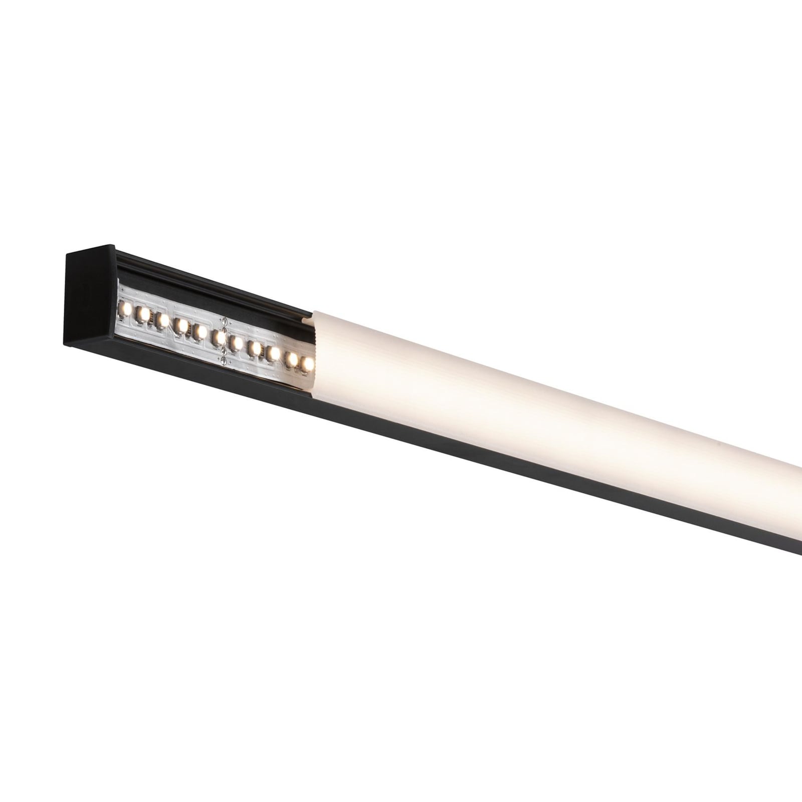 LED påbyggprofil Square svart med hvit diffusor klipsholder