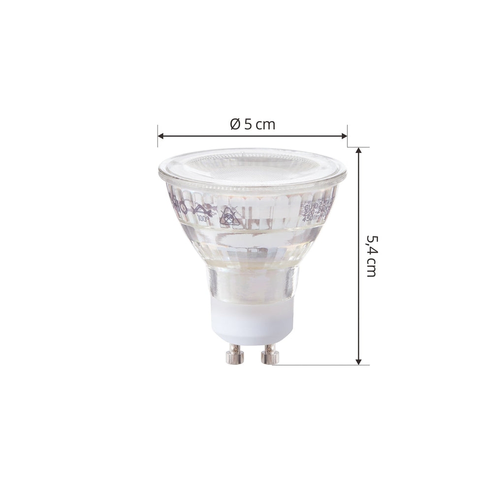 Montert LED-pære GU10 2,5W 4000K 450 lm klar 100° i lampe