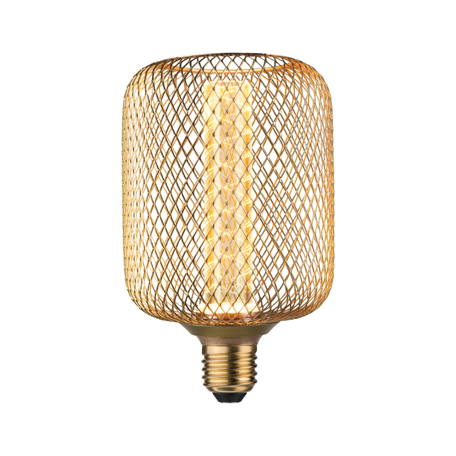 LED-pære Metallic Glow sylinder spiral E27 messing forfra