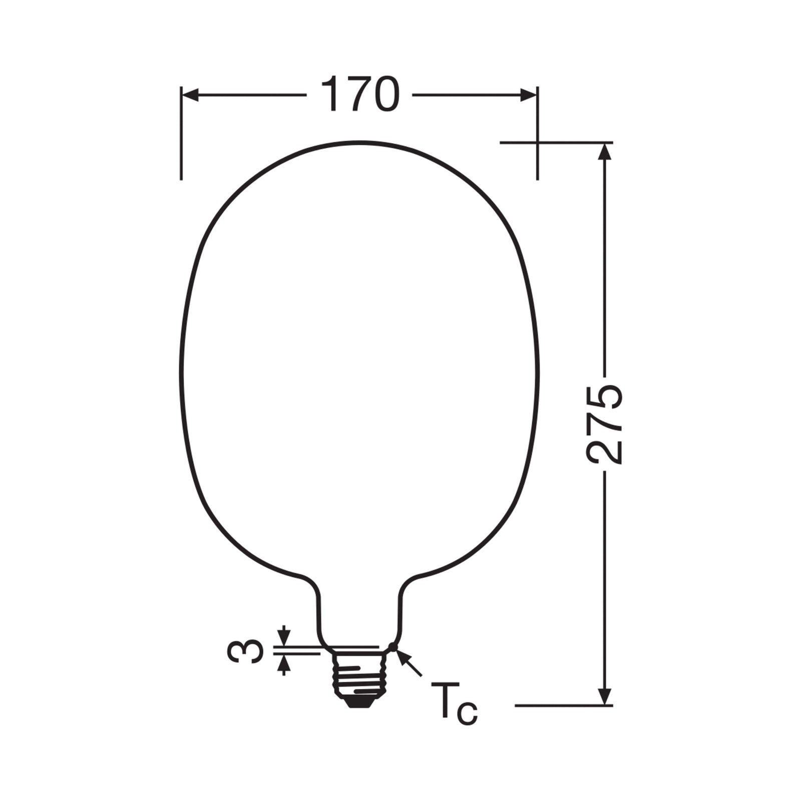 LED-pære Vintage 1906 Ballon E27 7,3W 2700K matt dimbar fra OSRAM bakside