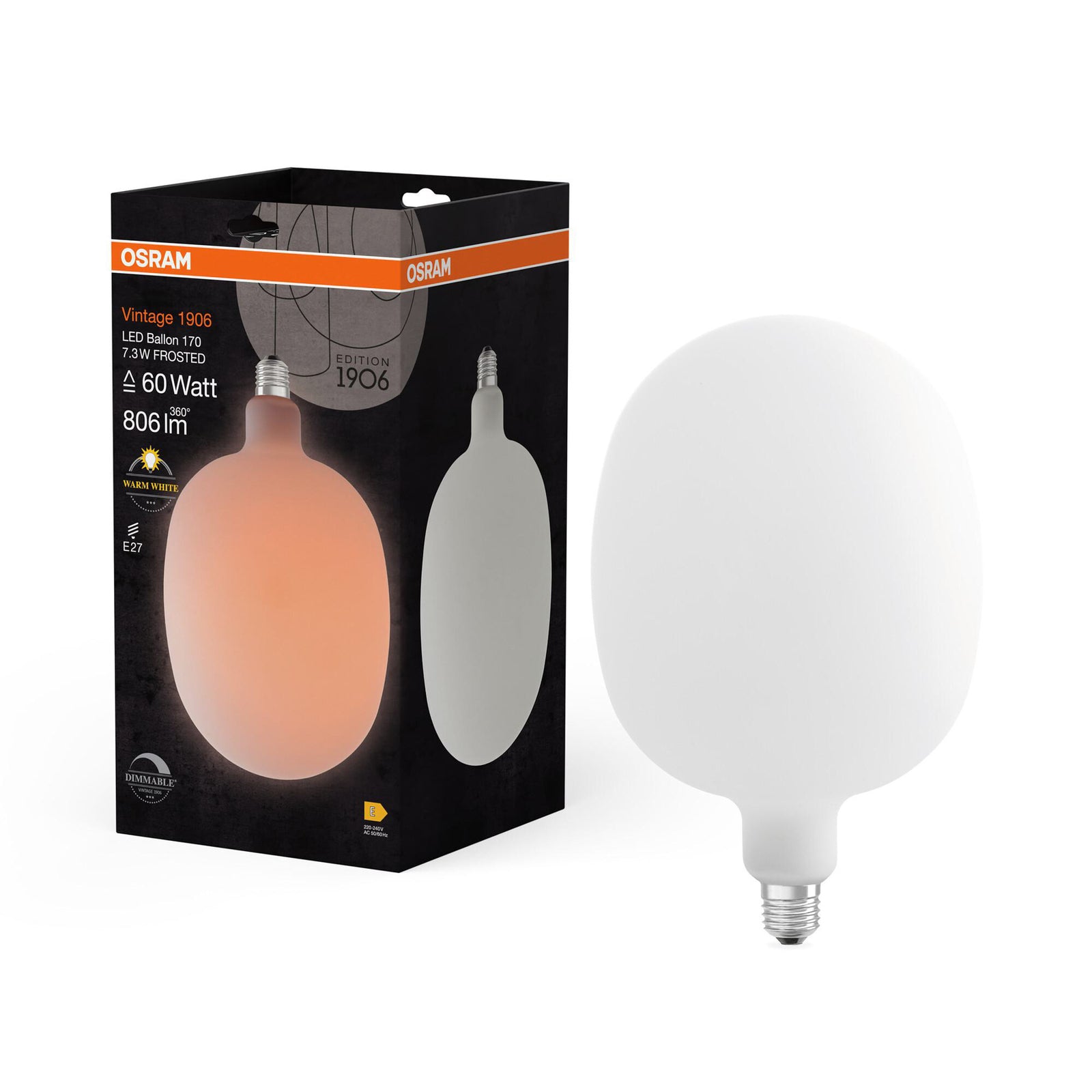 Detalj av LED-pære Vintage 1906 Ballon E27 7,3W 2700K matt dimbar fra OSRAM