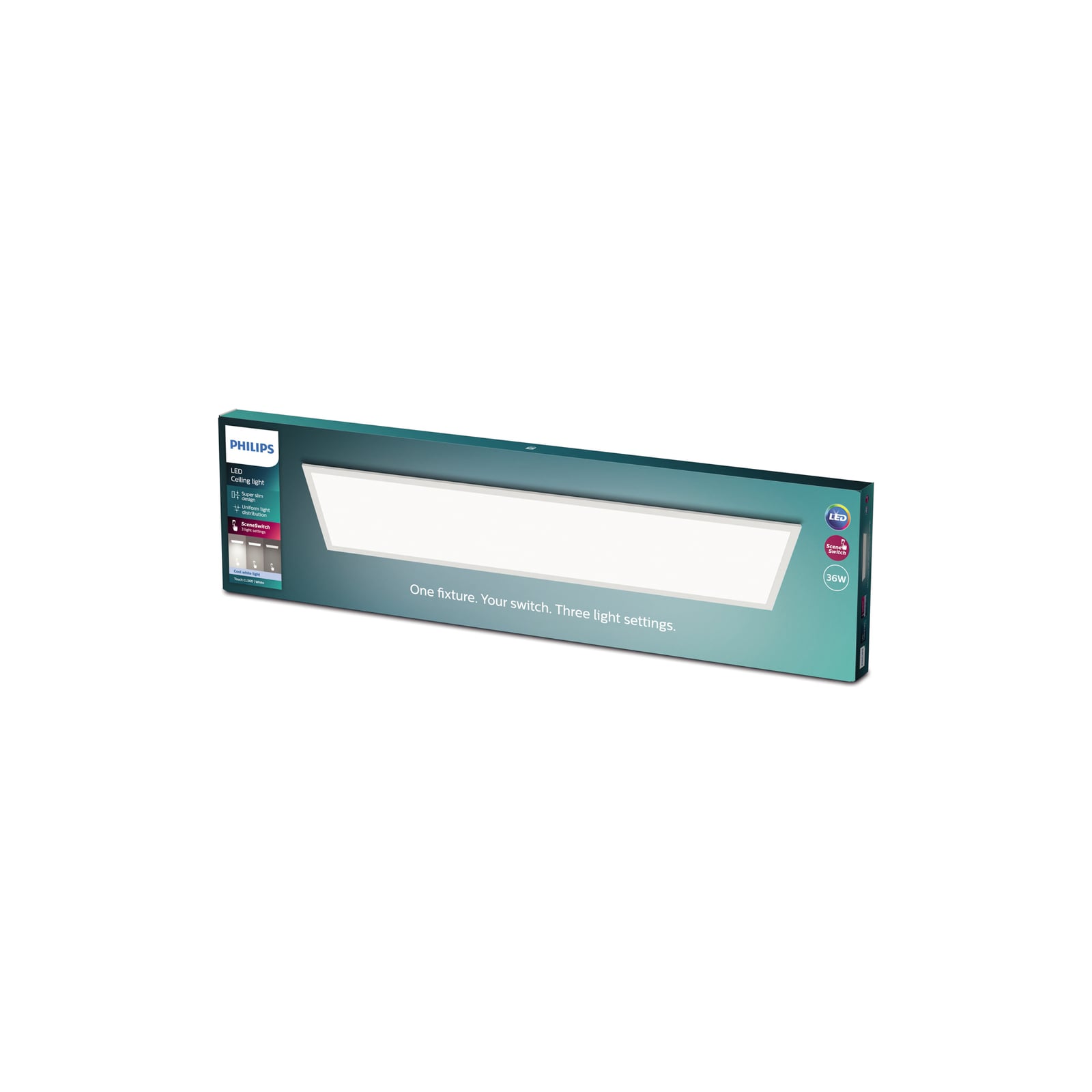 LED-panel 120x30 cm hvit 36W 4000K dimbar Philips nærbilde