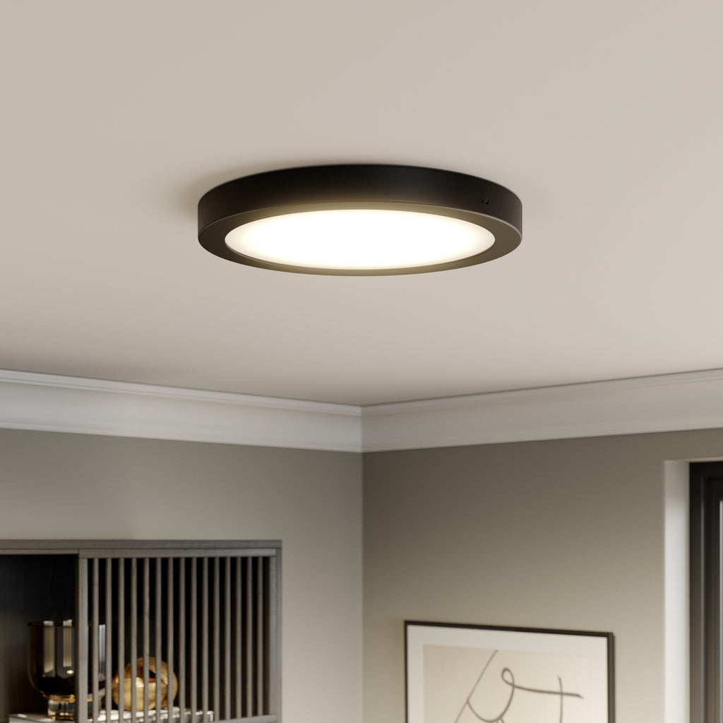 LED-panel Abia rund svart matt Ø30 cm 22W varmhvit forfra