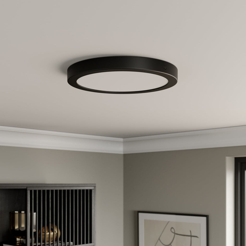 LED-panel Abia rund svart matt Ø30 cm 22W varmhvit bakside