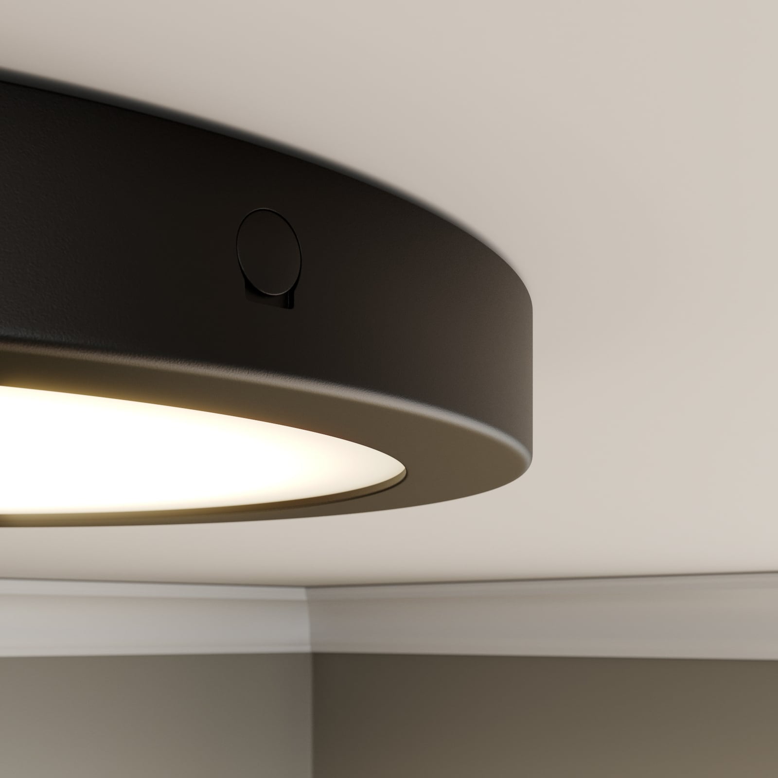 LED-panel Abia rund svart matt Ø30 cm 22W varmhvit med svart ramme