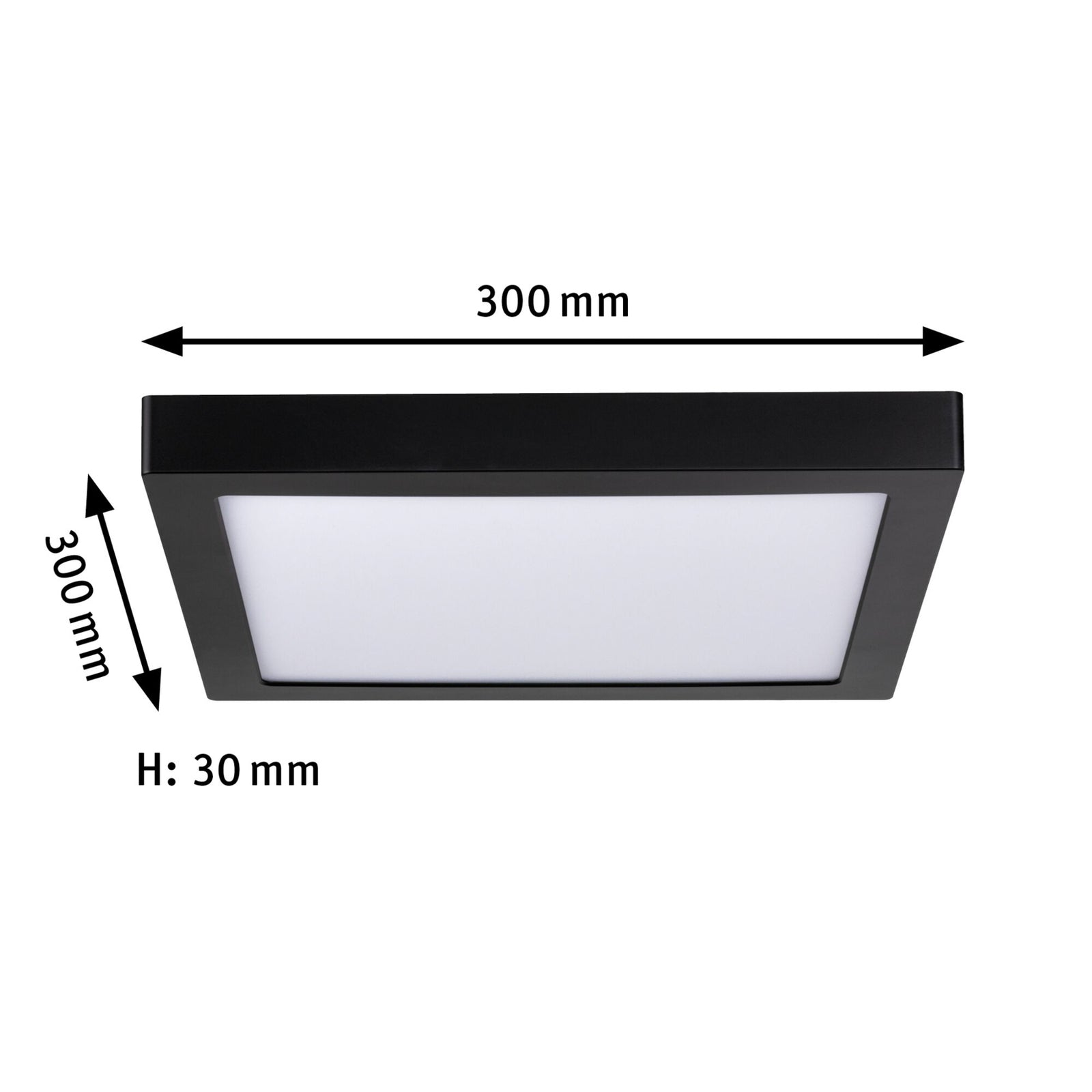 LED-panel Abia svart 30x30 cm 22W 2700K varmhvit opplyst