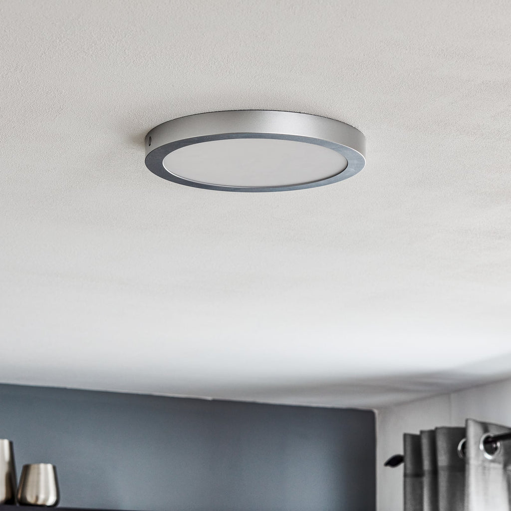 LED-panel Abia taklampe Ø30 cm 22W varmhvit matt krom detalj