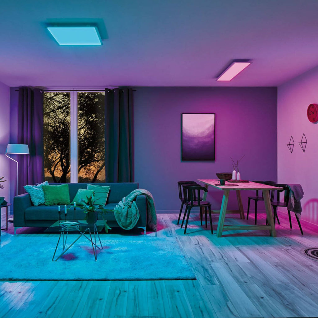 LED-panel Amaris 60x30 cm RGBW Zigbee dimbar hvit detalj av metallramme