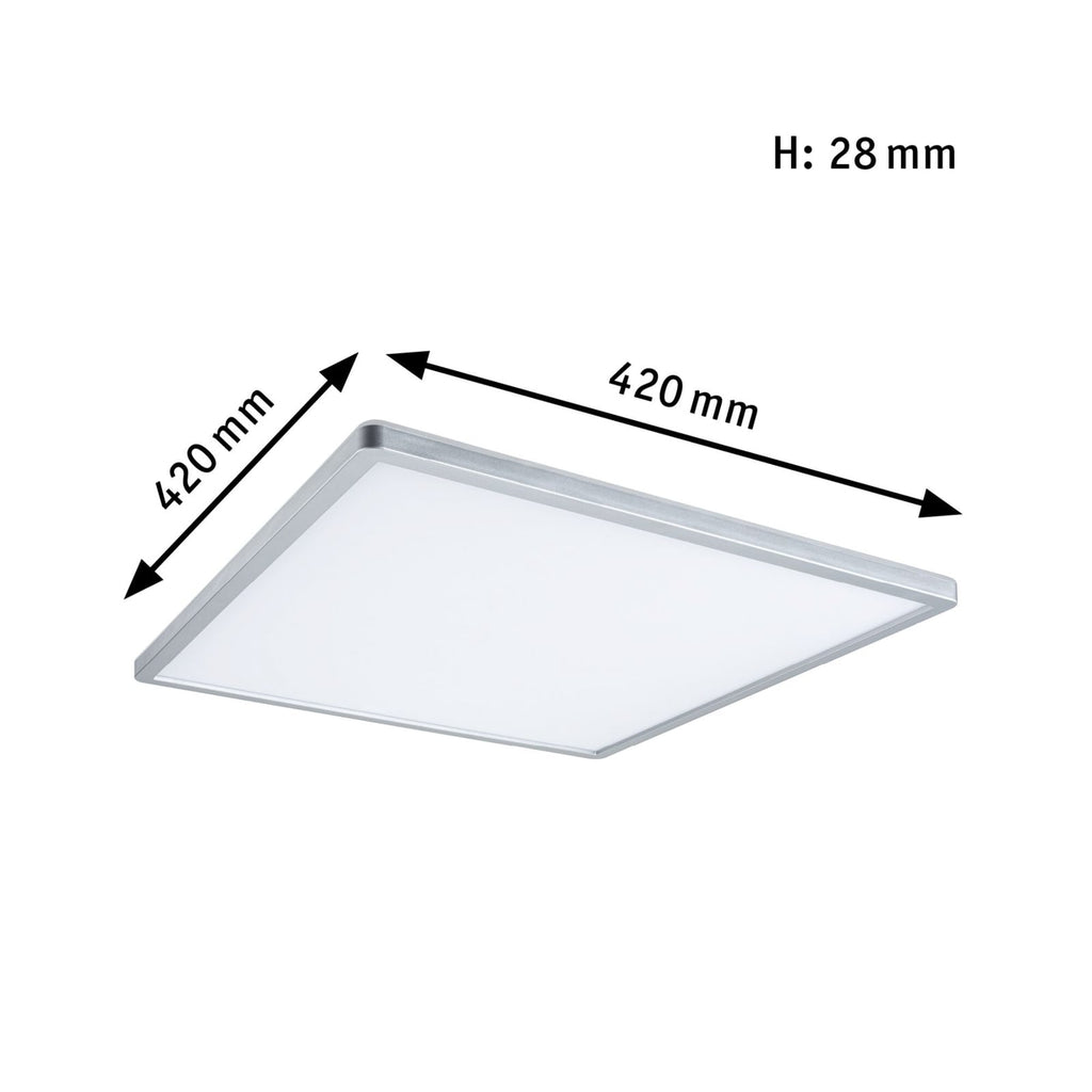 Montert LED-panel Atria Shine 3-step dimbar matt krom 42x42 cm 22W i tak