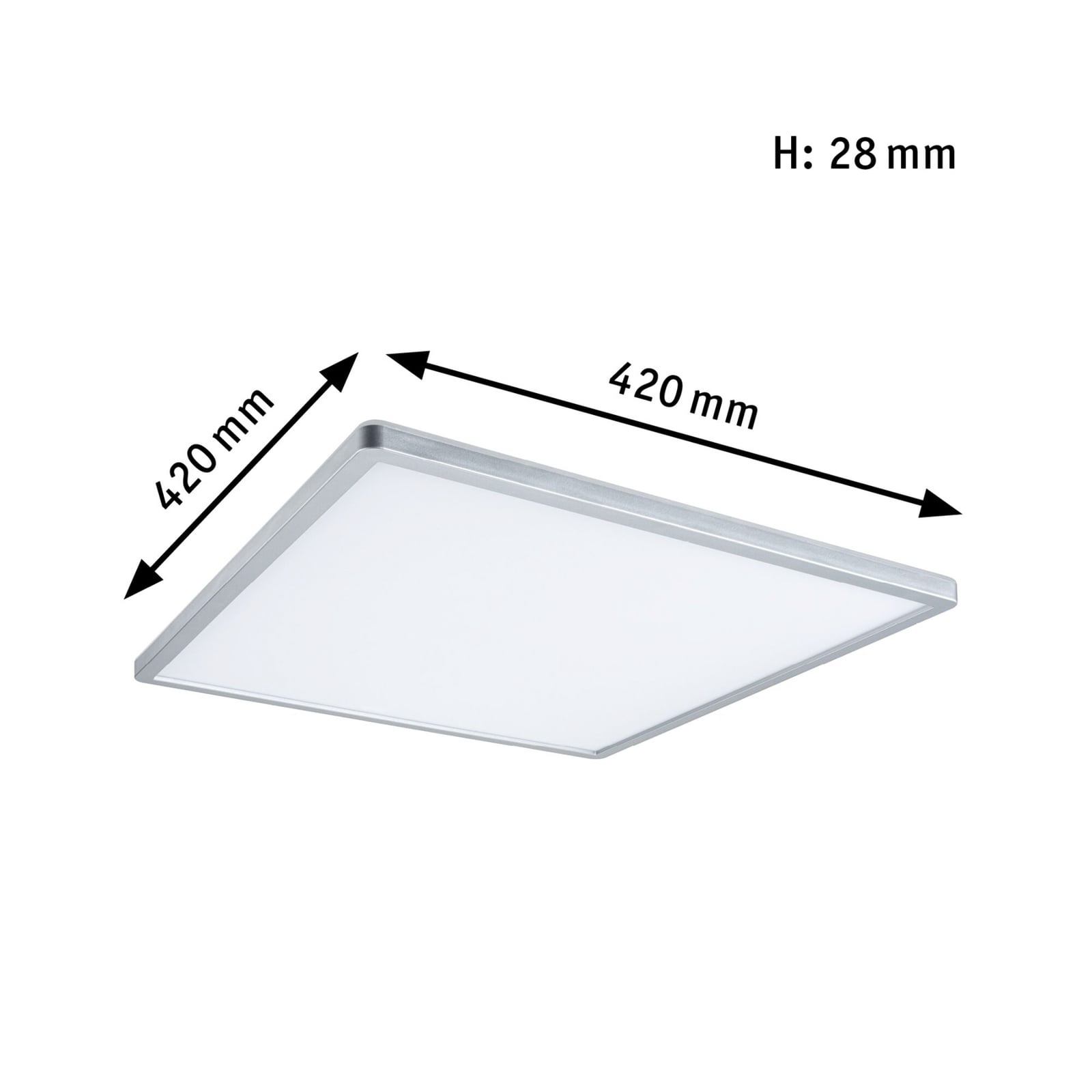 Montert LED-panel Atria Shine 3-step dimbar matt krom 42x42 cm 22W i tak
