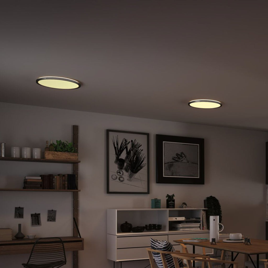 Nærbilde av LED-panel Atria Shine dimbar matt krom Ø42 cm