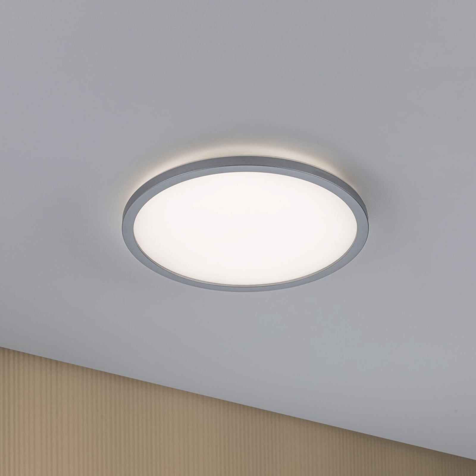 LED-panel Atria Shine rund Ø29 cm 16W krom matt varmhvit forfra