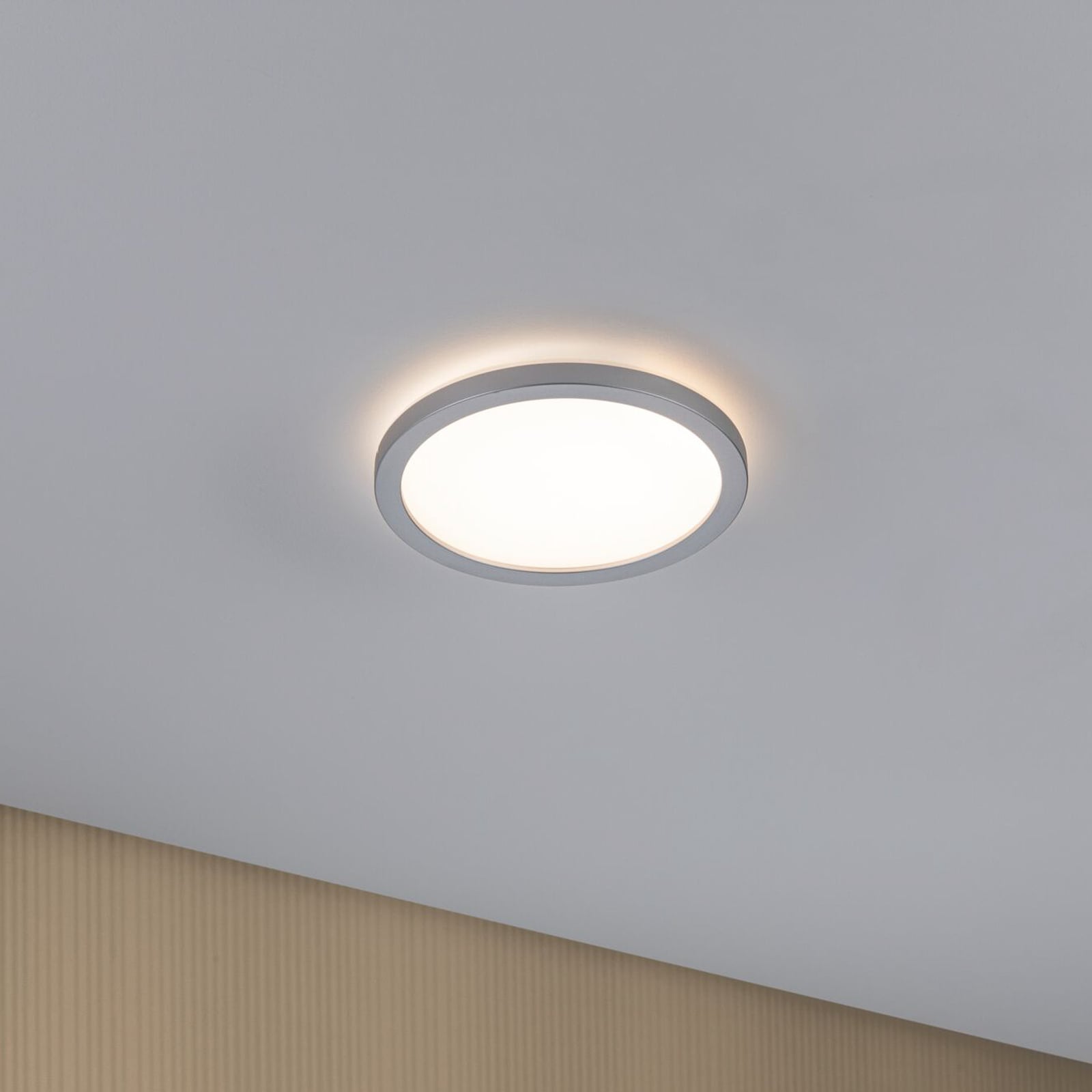 Detalj av LED-panel Atria Shine rund krom matt Ø19 cm