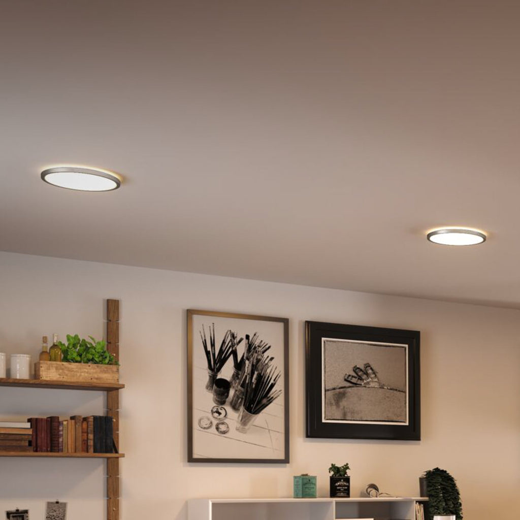 Montert LED-panel Atria Shine rund krom matt i tak