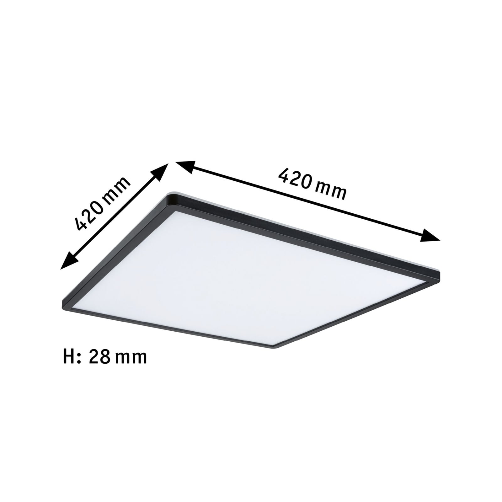 Montert LED-panel Atria Shine svart 42x42 cm dimbar 3000K 22W i rom