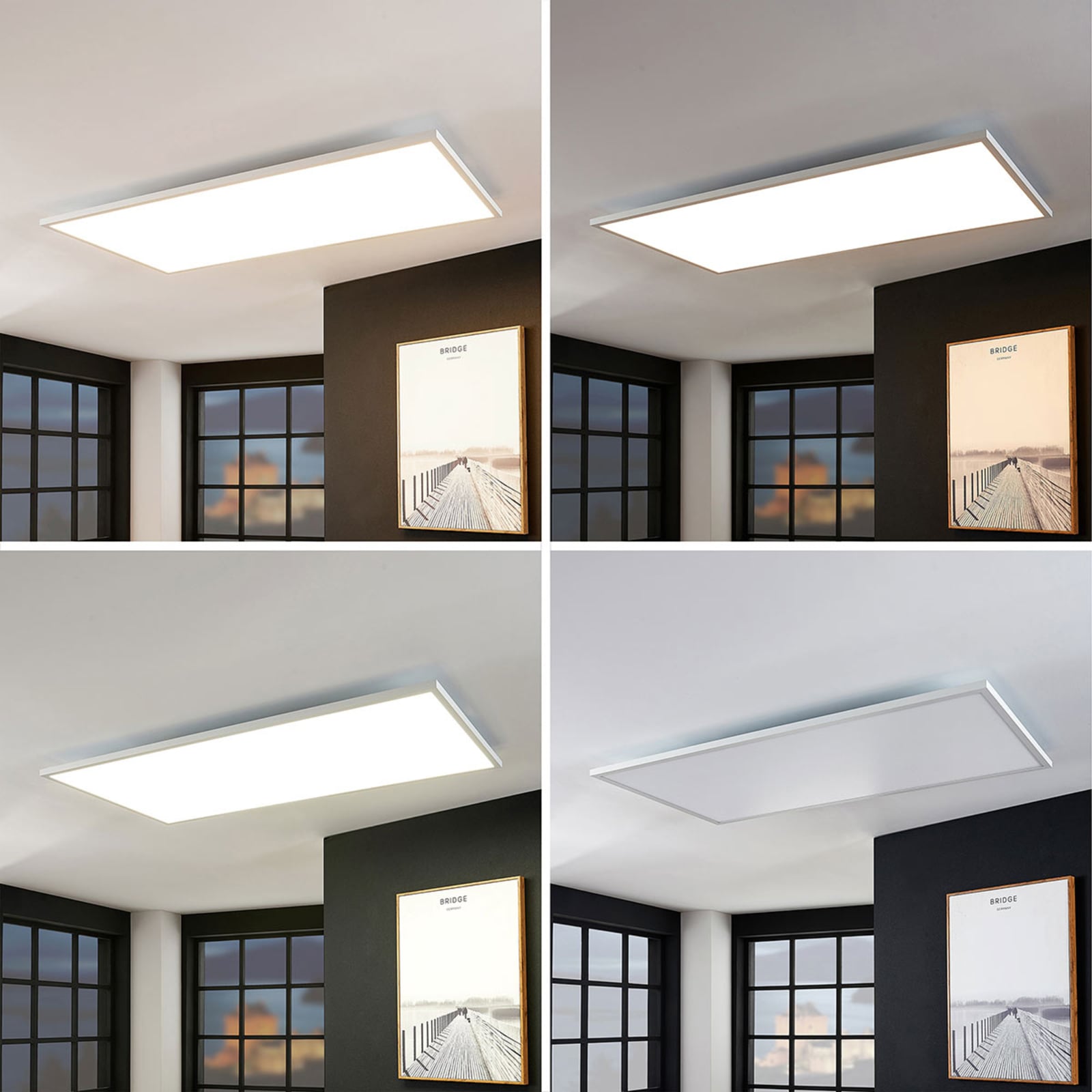 LED-panel Brenda dimbar hvit 120x60 cm 75W CCT RGB med lys på