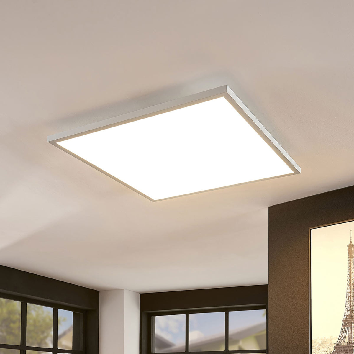 Bakside av LED-panel Brenda dimbar hvit 60x60 cm CCT RGB fjernkontroll