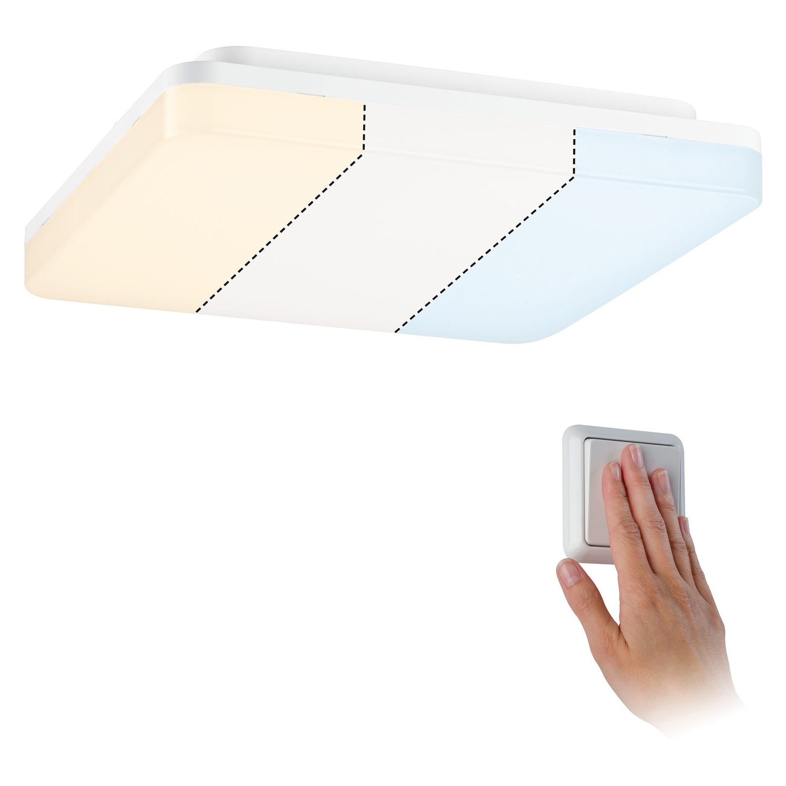LED panel Cela kvadratisk 28x28 cm hvit IP44 nærbilde av kant