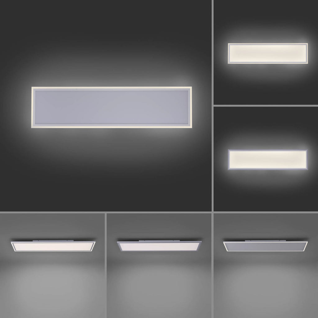 LED-panel Edging dimbar CCT 121x31 cm 60W med fjernkontroll montert i stue