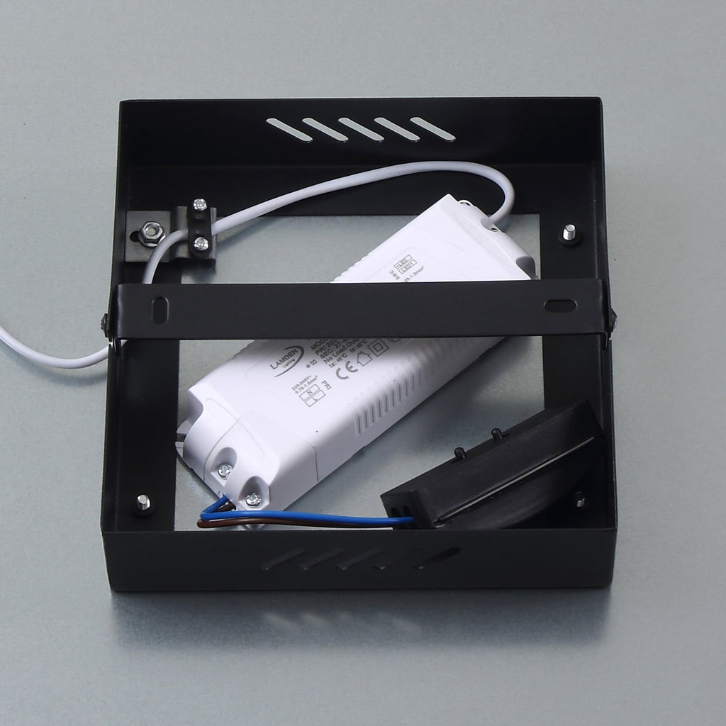 LED-panel Enhife svart aluminium 40x40 cm sideprofil