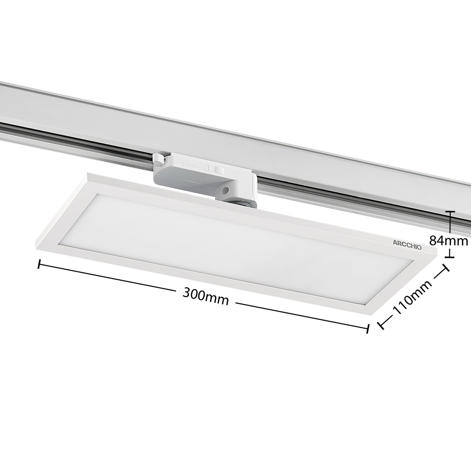 LED-panel Hairis for 3-fase skinne hvit 30 cm montert