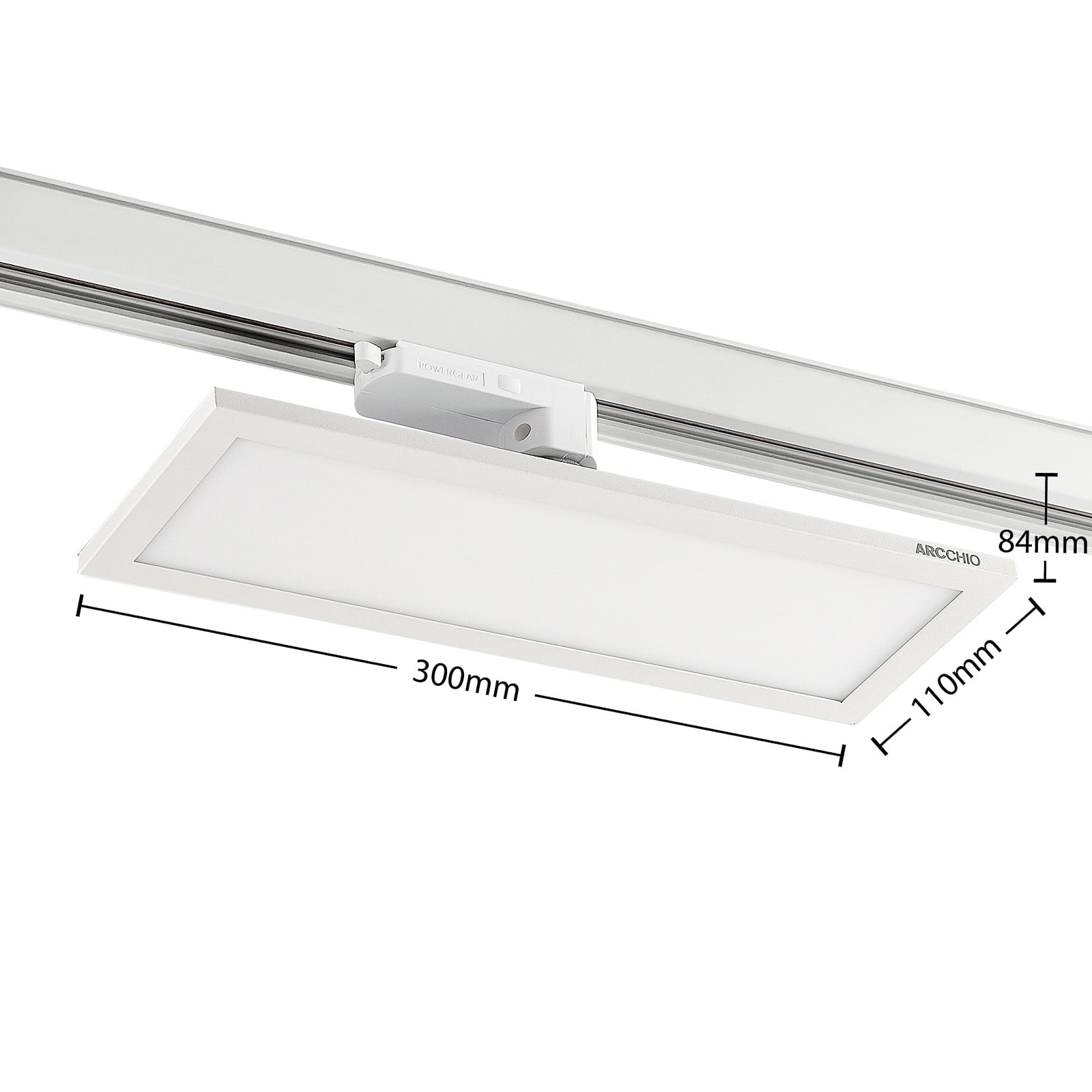 LED-panel Hairis for 3-fase skinne hvit 30 cm sideprofil