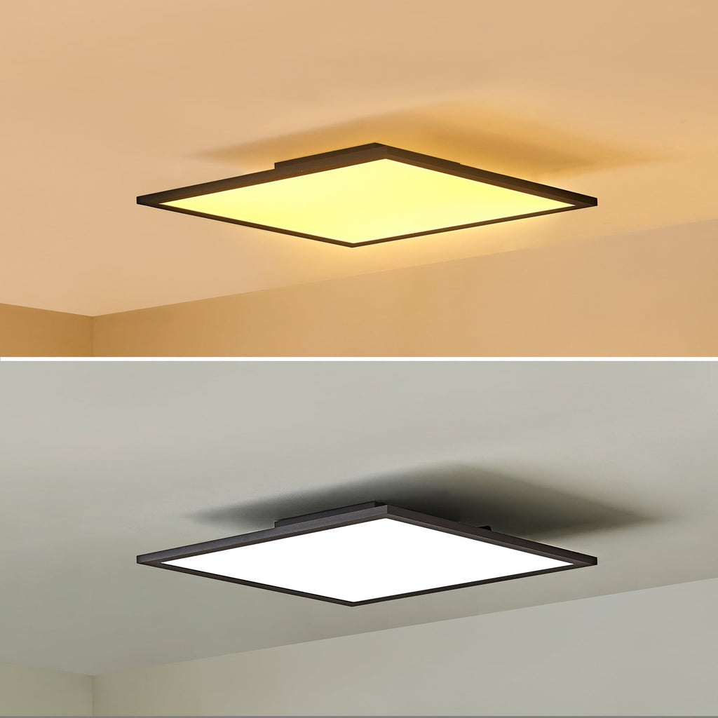 LED-panel Lamin CCT dimbar 40x40 cm 24W fjernkontroll svart lyser opp rom