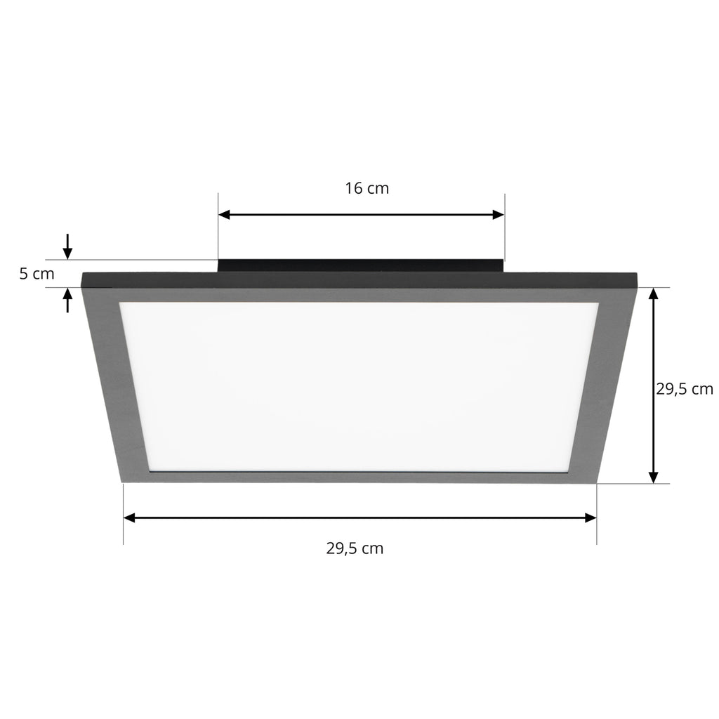 LED-panel Lamin dimbar CCT fjernkontroll 30 cm svart montert i rom
