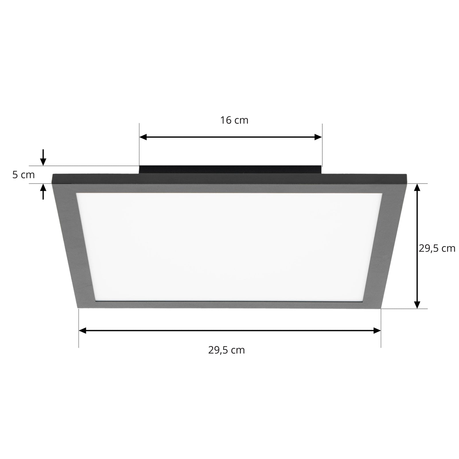 LED-panel Lamin dimbar CCT fjernkontroll 30 cm svart montert i rom
