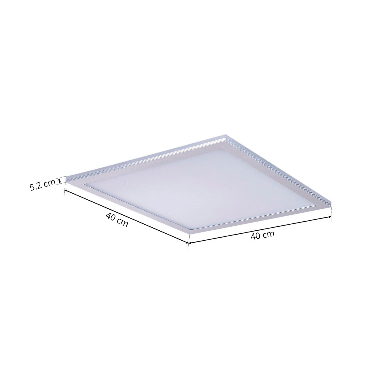 LED-panel Livel sølv 40x40 cm CCT dimbar fjernkontroll i interiør