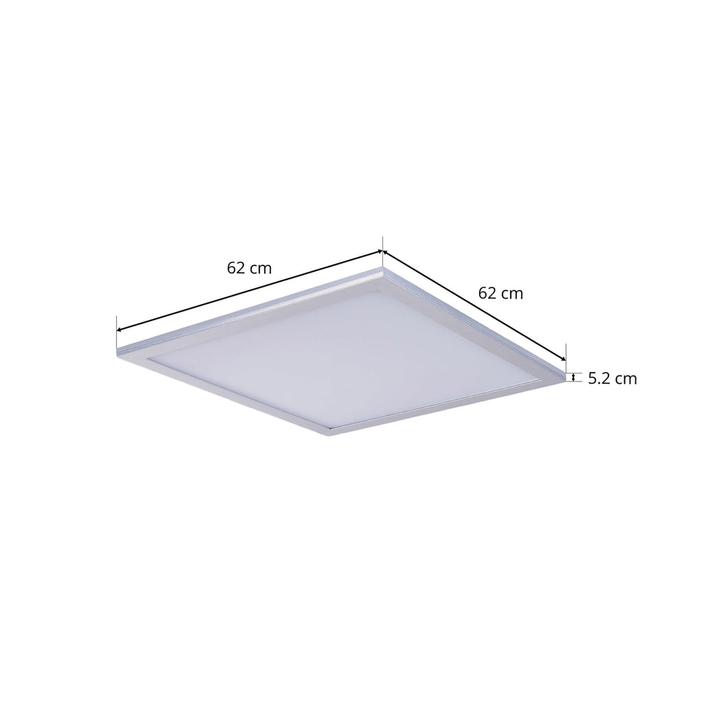 LED-panel Livel sølv aluminium 62x62 cm sideprofil