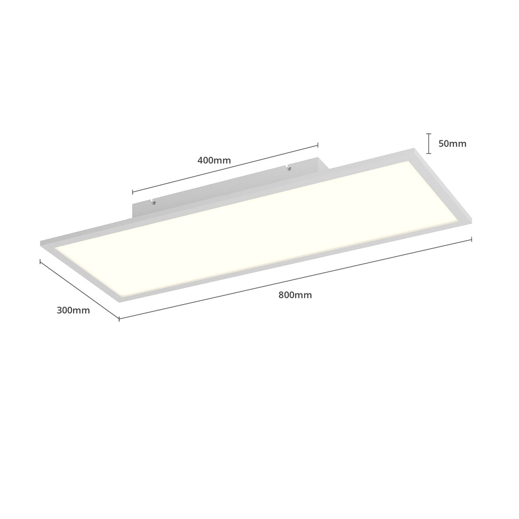 Sidevisning av LED panel Luay dimbar CCT 80x30 cm hvit m/fjernkontroll