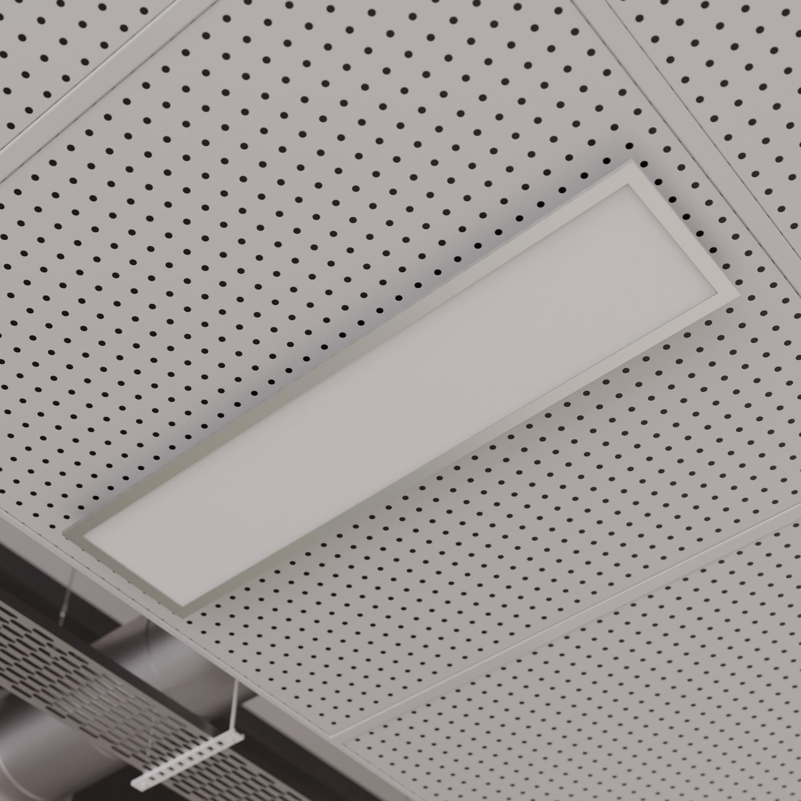 LED panel Lyndra dimbar sølv aluminium 120x30 cm lys fra siden