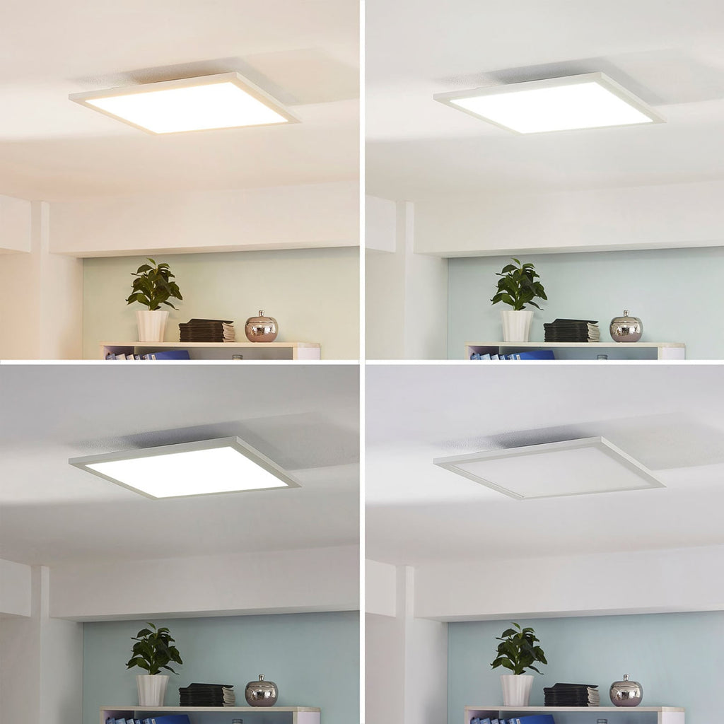 LED-panel Lysander dimbar hvit 40x40 cm CCT fjernkontroll nærbilde av LED-lys