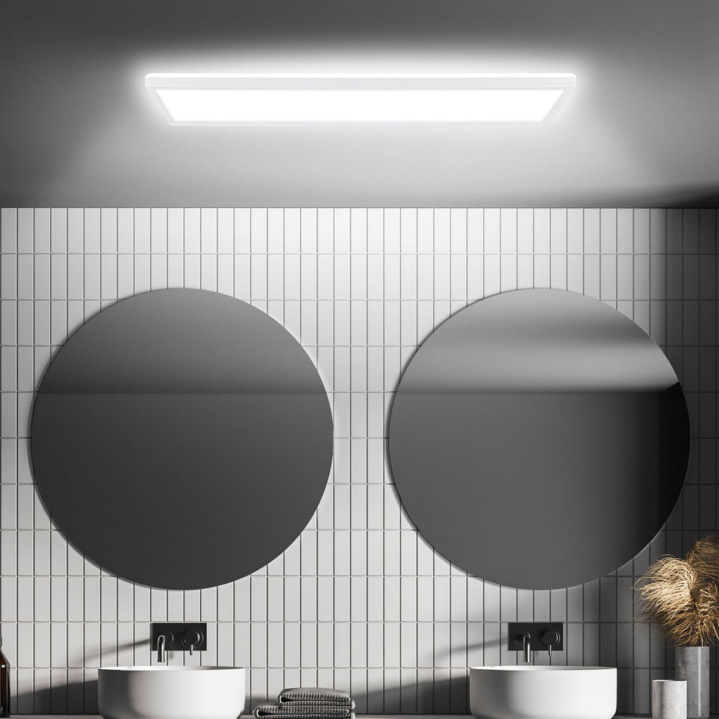 Montert LED-panel Move med bevegelsessensor 58x20 cm IP44 hvit