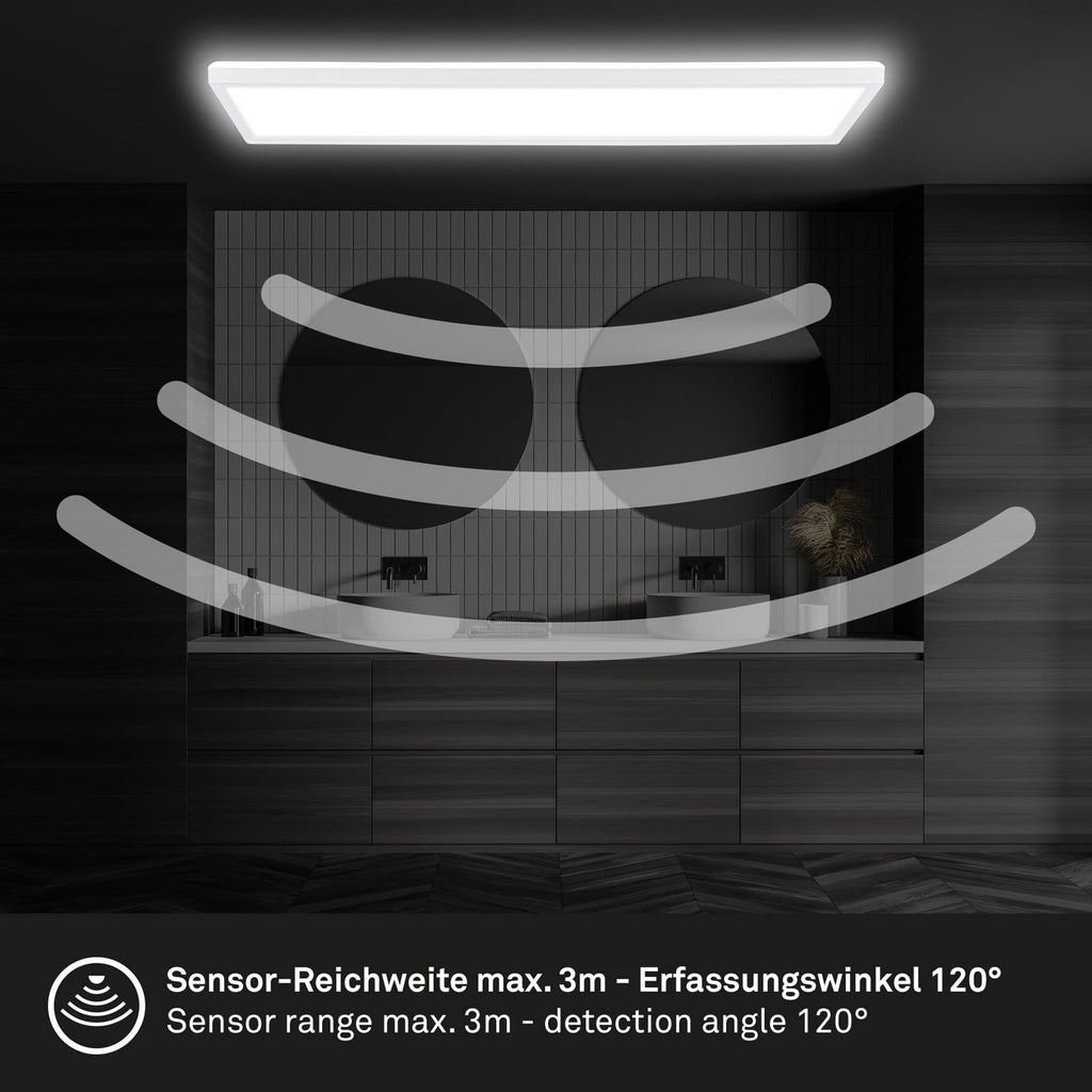 LED-panel Move med bevegelsessensor 58x20 cm IP44 hvit installasjon