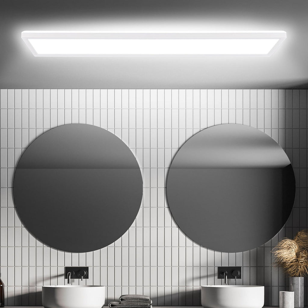 LED-panel Move med bevegelsessensor hvit 98x20 cm IP44 montert i tak