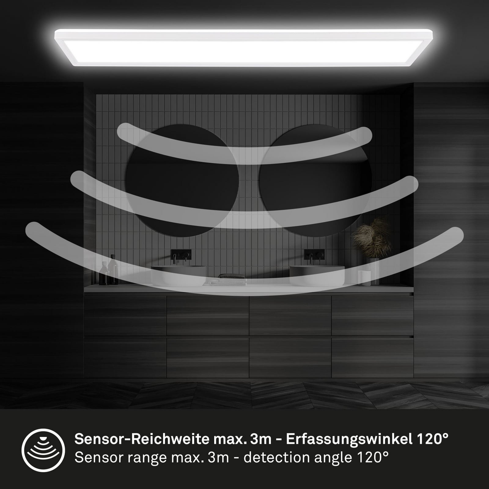 LED-panel Move med bevegelsessensor hvit 98x20 cm IP44 sideprofil