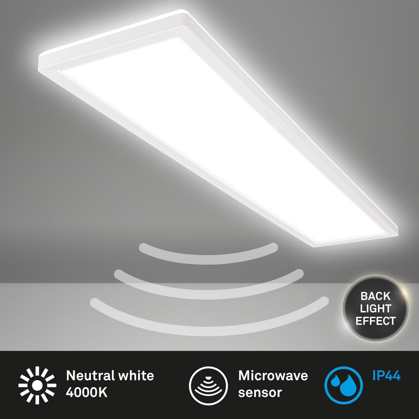LED-panel Move med bevegelsessensor hvit 98x20 cm IP44 installasjon
