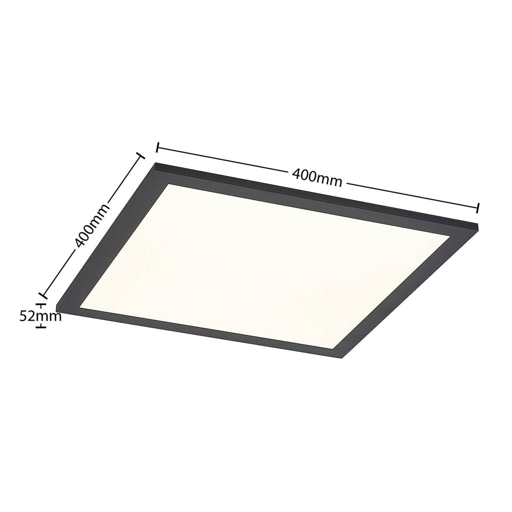 LED-panel Nelios 40x40 cm 4000K svart aluminium nærbilde av lysdiffusor