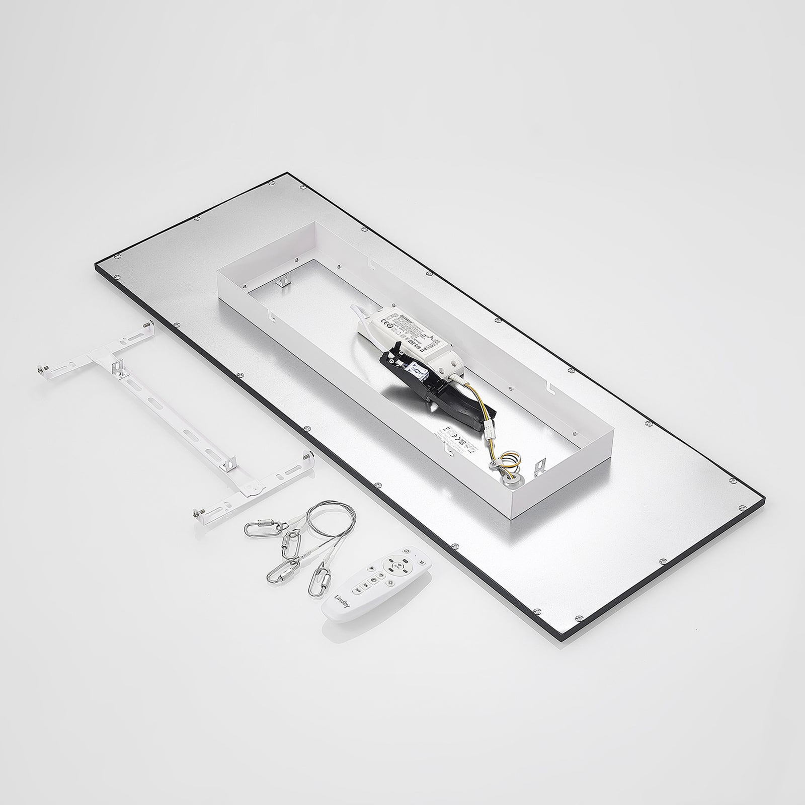LED-panel Nelios CCT dimbar svart 80x30 cm 36W installasjon