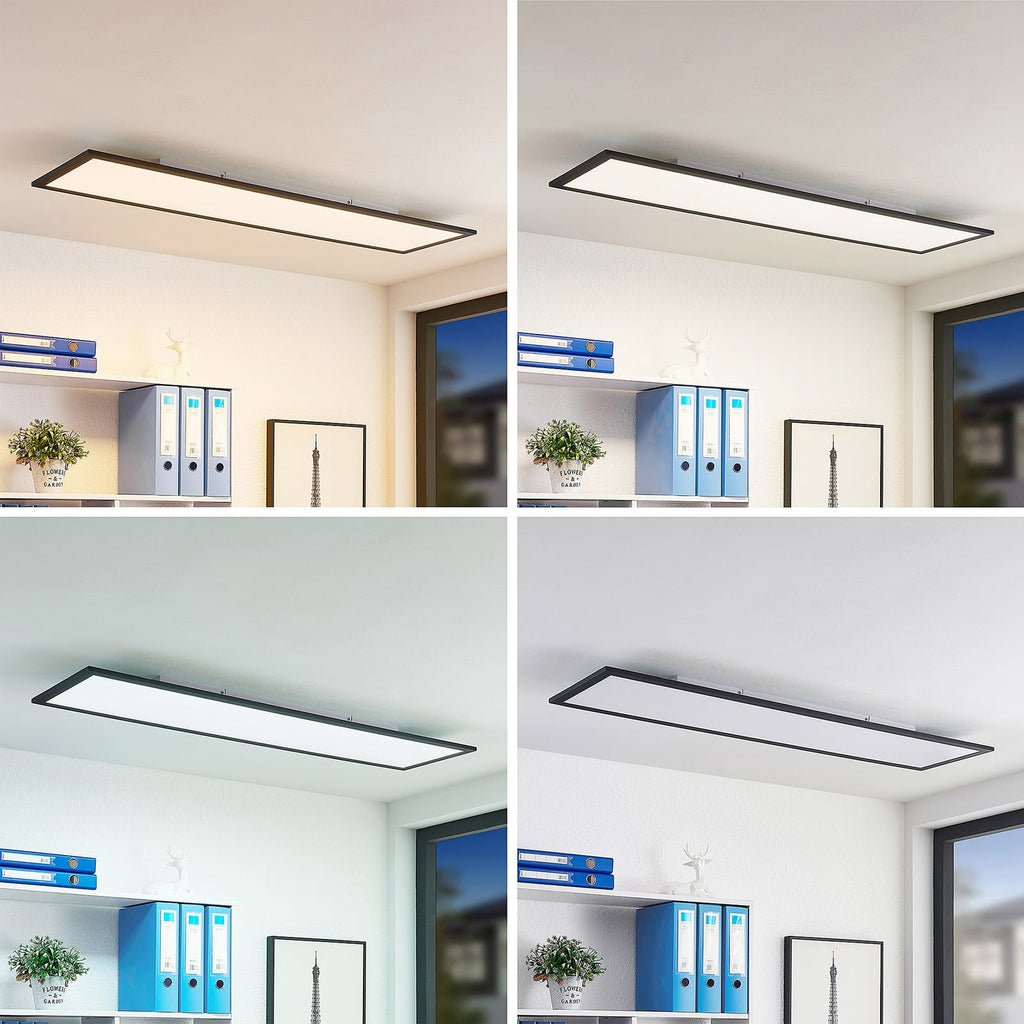 LED-panel Nelios dimbar CCT 120x30 cm svart aluminium bakside