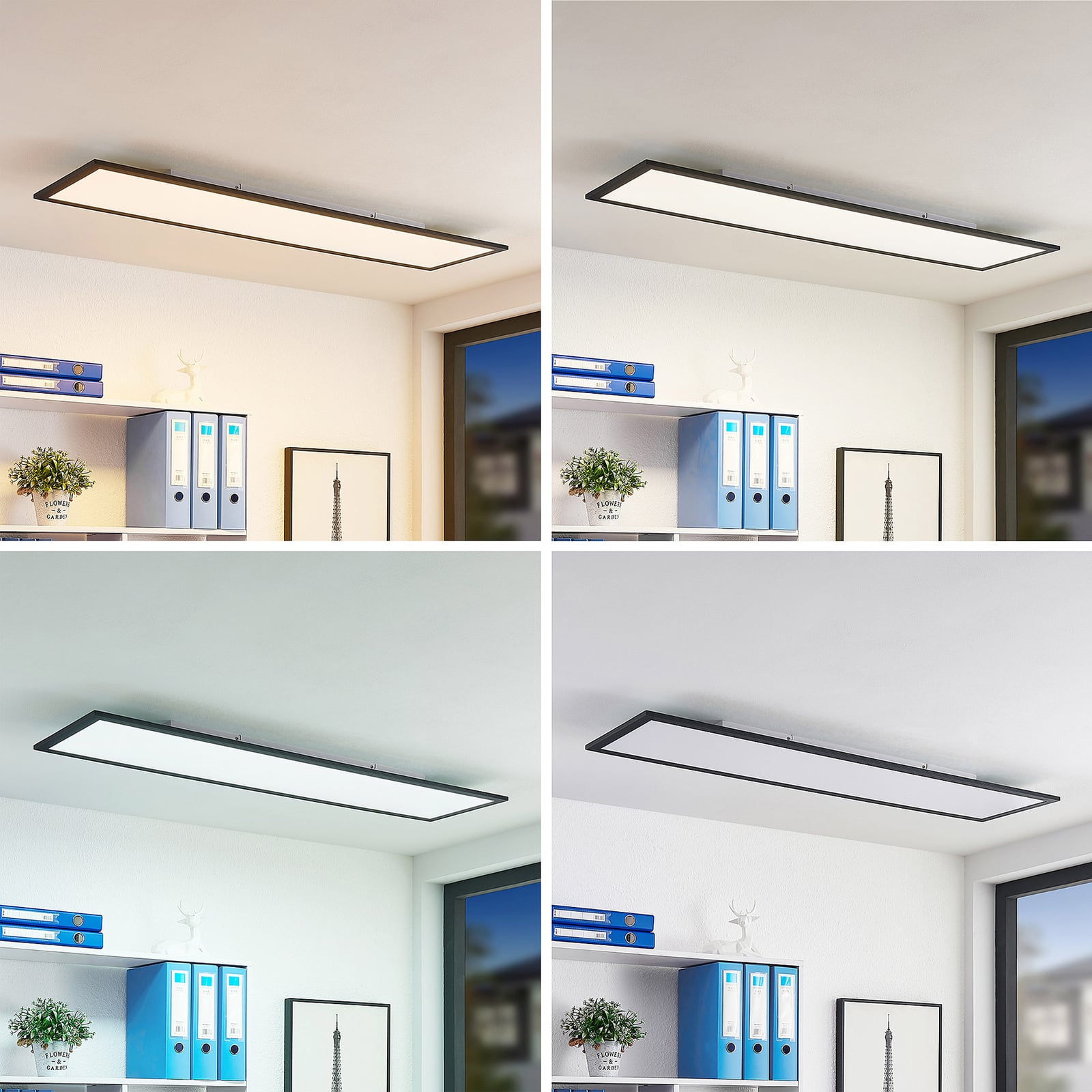 LED-panel Nelios dimbar CCT 120x30 cm svart aluminium bakside